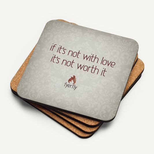 Fyerfly quote, cork-back coaster